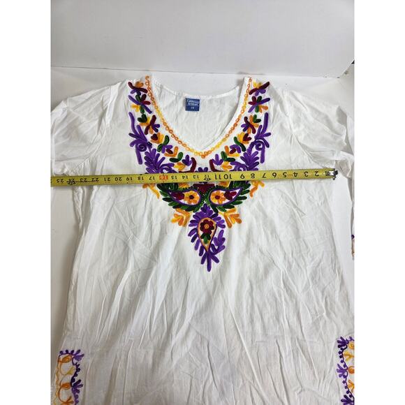 Peasant Tunic Embroidered Cotton Lightweight 2x Top Plus Size - Picture 3 of 8